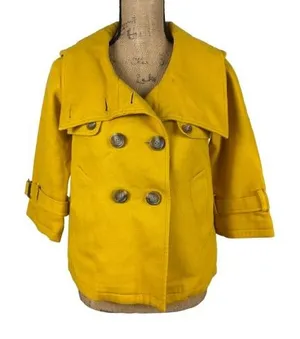 Loft Cropped Swing‎ Peacoat Double Breasted Bright Yellow Twee Fair Size XS thumbnail 1