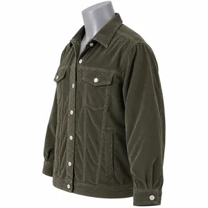 American Eagle Olive Green Corduroy Trucker Jacket XXL Womens Utility Coat thumbnail 2