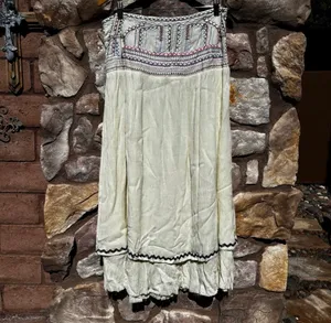 VTG Scully Embroidered Maxi Pull-on Skirt Gauzy Womens Large Boho Layered thumbnail 2