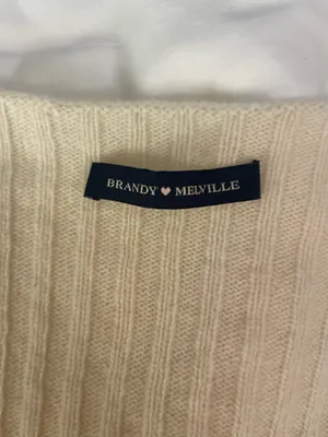 Brandy Melville Sweater Cream V-Neck thumbnail 3