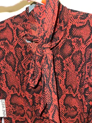 Nine West Red And Black Snakeskin Long Sleeve Blouse thumbnail 3