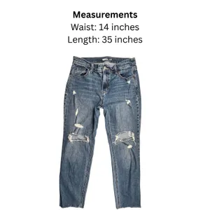 Old Navy Boyfriend Mid-Rise Distressed Jeans Women's Size 2 Raw Hem thumbnail 6