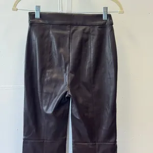 Ann Taylor Espresso Brown Faux Leather High Rise Flare Seam Front Pants 00 thumbnail 5
