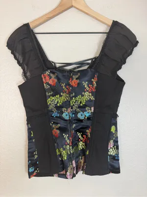 Tripp NYC Vintage Y2K Hot Topic Oriental Geisha Satin Brocade Corset Goth Medium thumbnail 5