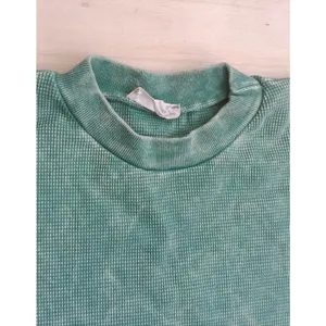 Altar'd State Sage Green Waffle Knit Ruffle Sleeve Crop Top Size Small EUC thumbnail 4