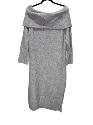 Daily Practice Off-Shoulder Foldover Midi Sweater Dress - Light Gray 1X NWT thumbnail 8