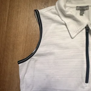 T By Talbots White And Black Active Sleeveless Polo Zip Top Size Small thumbnail 6