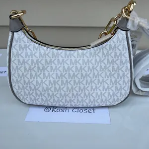 Michael Kors Bright White Cora Shoulder Handbag Crossbody Medium Pouchette thumbnail 4