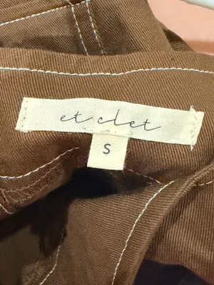 Et Clet Sleeveless Brown Square-Neck Mini Dress with Contrast Stitching thumbnail 4