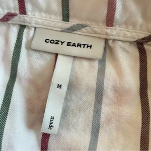 Cozy Earth Woven Long Sleeve Pajama Top Cottage Stripe Size Medium thumbnail 6