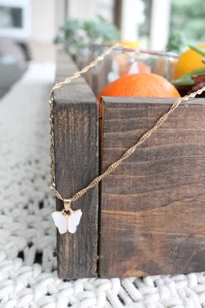 white butterfly necklace thumbnail 1
