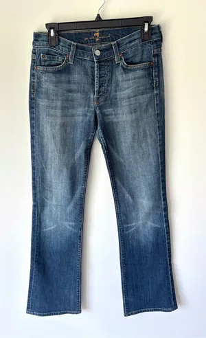 7 For All Mankind Boycut Jeans Boyfriend Fit Bootcut Straight Leg Medium Wash thumbnail 1