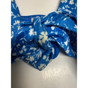 Hollister Small Blue White Ditsy Floral Tie Front Bikini Swim Top thumbnail 4