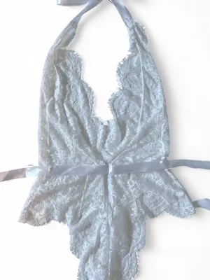Oh La La Cheri Bridal Naomi Eyelash Lace Halter Teddy Women's Size S/M Paris thumbnail 3