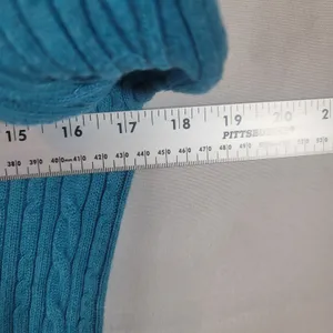 Croft & Barrow Teal Blue Cable Knit Sweater Crewneck Long Sleeve Women's Size M thumbnail 4