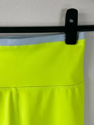 Wilo the Label Colorblock Biker Shorts Neon Lime & Gray Athletic Gym Yoga Medium thumbnail 2