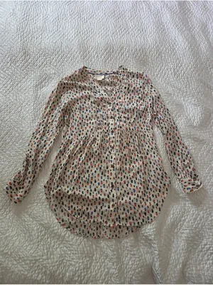 Maeve Anthropologie Printed Pintuck Tunic Blouse Boho Peasant Top US 10 thumbnail 3