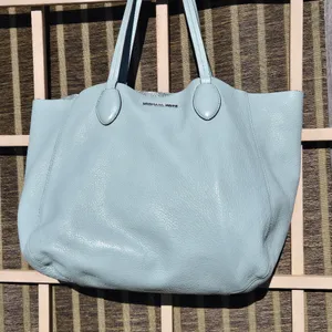 Michael Kors Light Blue/Silver Leather Tote Damaged Handles thumbnail 2
