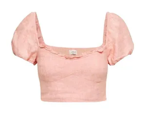 Aritzia Wilfred wander organic linen crop blouse Medium thumbnail 1