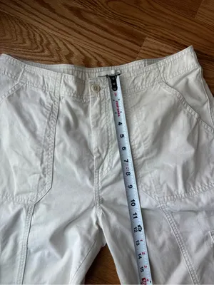 Abercrombie High Rise Baggy Cargo Pants Cream Relaxed Fit Utility Size 12 31 thumbnail 12