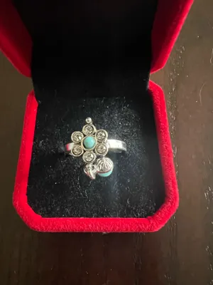 Women’s Stainless Steel Silver Simulated Faux Turquoise Ring Size 6 New thumbnail 2