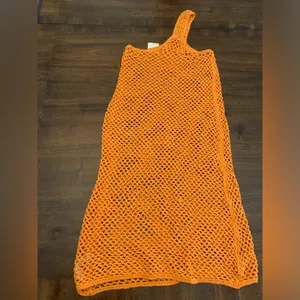 Free People FP Beach Catch Me Fauxchet Midi Dress Swimsuit Cover Up XS Orange thumbnail 3