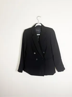 Madewell The Rosedale Blazer Crepe Black Oversized Academia Size 0 thumbnail 4