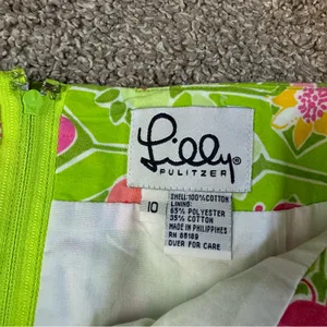 Vtg Lilly Pulitzer Green Floral Spring Mini Skirt Sz 10 Lime Lemon Ladybug thumbnail 14