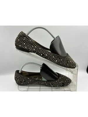 Blue Suede Shoes Womens Black Studded Flats Size 10 Sparkly Comfortable Slip-On thumbnail 9