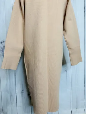 ANRABESS Long Cardigan Women’s Sz L Tan Open Front Duster Sweater Coat Pockets thumbnail 6