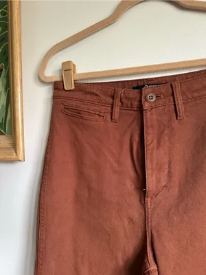 Quince Stretch Cotton Twill Wide Legs Jeans Womens 26 Rust Brown thumbnail 4