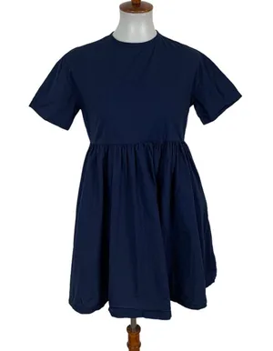 Hello Navy Fit And Flare Dress 6‎ Short Sleeve Back Zip Cottagecore Retro thumbnail 1