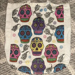 Y2K Day of the dead Dia De Muertos Skull Candy Halloween Trick or Treat Tote Bag thumbnail 2
