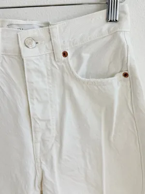 Zara The Bliss Straight Jeans Size 2 Color White Distressed Y2k thumbnail 5