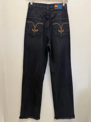 Aviator Nation Gypsy Hi Rise Wide Leg Jean Distressed Denim in Vintage Black 25 thumbnail 4