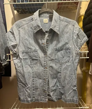 Gap short sleeve denim button down thumbnail 1