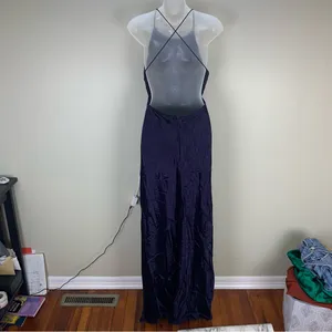 Zum Zum Purple Velvet Detail Criss Cross Open Back Prom Dress Gown size 11 / 12 thumbnail 4