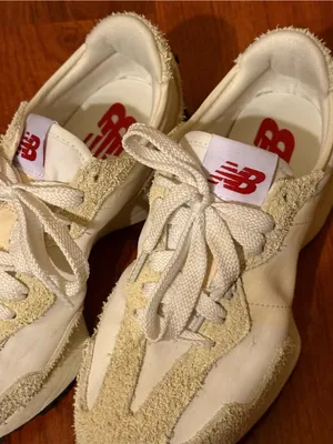 New Balance Women's Cream Suede-Trim Lace-Up Sneakers with Red Logo thumbnail 3