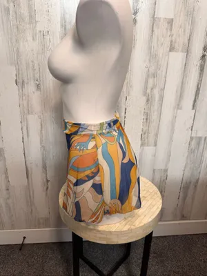 SheIn Mesh Swim Cover Up Skirt Womens Small Retro Abstract Swirl Print Beach Mini Skir thumbnail 3