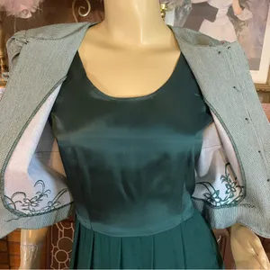 Miss Dorby Vintage 1990'S Green & White One Piece Dress With Tie Back Belt (6p) thumbnail 7