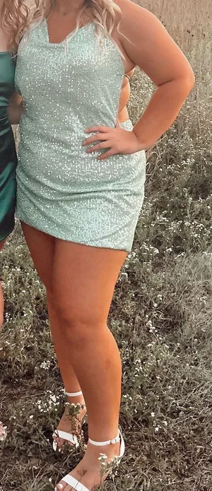 Mint Green Sequin Hoco Dress Size XL thumbnail 1
