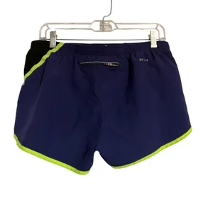 Nike Dri-FIT‎ Running Shorts Womens Medium Purple Black Neon Green Colorblock 3" thumbnail 6