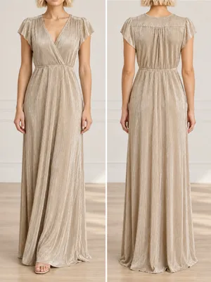 Baltic Born Athena Pleated Maxi Dress Sz XS Champagne Gold Maternity Bridesmaid thumbnail 13