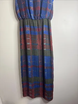 Anthropologie HD in Paris Andaz Plaid Maxi Chiffon Dress Cinched Waist size 4 thumbnail 8