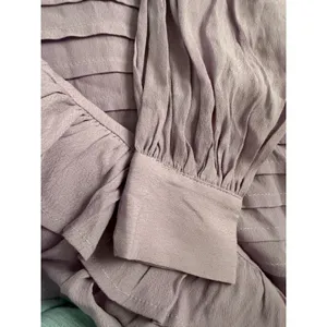 Forever 21‎ Lavender V-Neck Pintuck Mini Dress Long Sleeve Ruffle Hem Purple S thumbnail 6