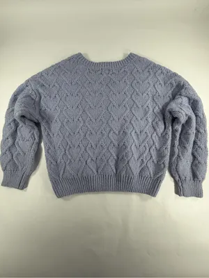 Hippy Rose Heart Cable Knit Sweater Lavender Purple V-Neck Cropped Cozy Womens M thumbnail 2
