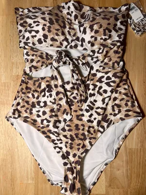 Aerie One Piece Full Coverage Swimsuit Animal Print Medium BNWTS $59.96 thumbnail 7