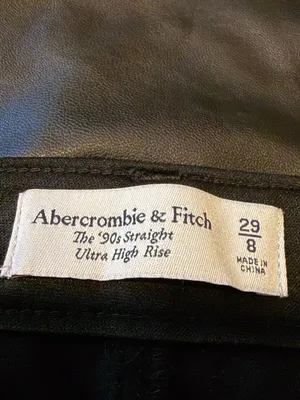 Abercrombie & Fitch Black 90s Ultra High Rise Vegan Leather Straight Leg Pants thumbnail 6