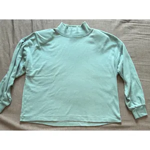 Vintage Pari Sport Club Mock Neck Shoulder Pad Sweatshirt Sage Green Womens M thumbnail 2