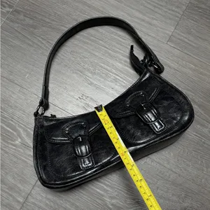 Elegant Faux Black Leather Shoulder Bag thumbnail 7
